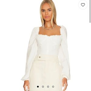 WeWoreWhat Long Sleeve White Ruched Cup Top